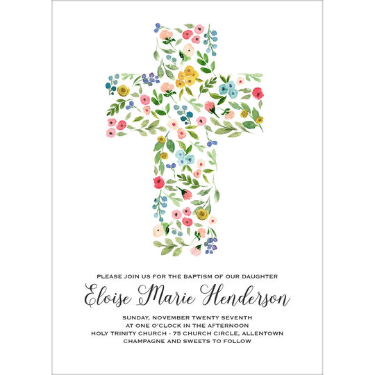 White Cross of Buds Invitations